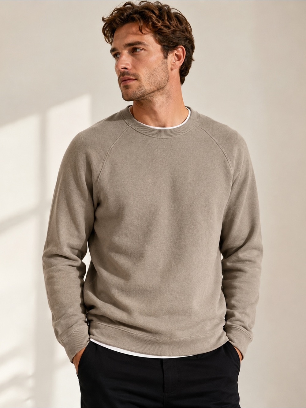H&M Men's Small Classic Crewneck Sweater - Taupe